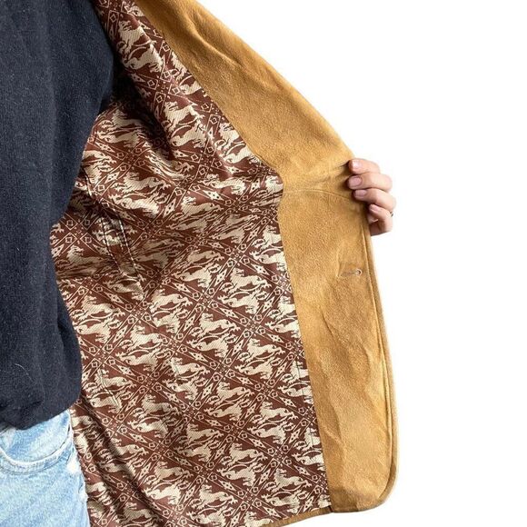 Vintage Mens 1960s Tan Brown Micro Suede Leather Blazer Western Sport Coat Sz L - Picture 4 of 10